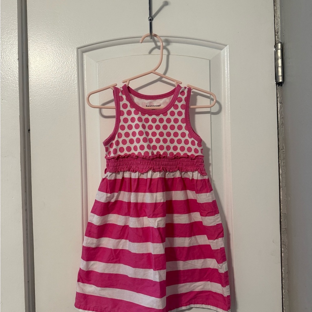 Healthtex Pink Polka Dot and Stripe Dress